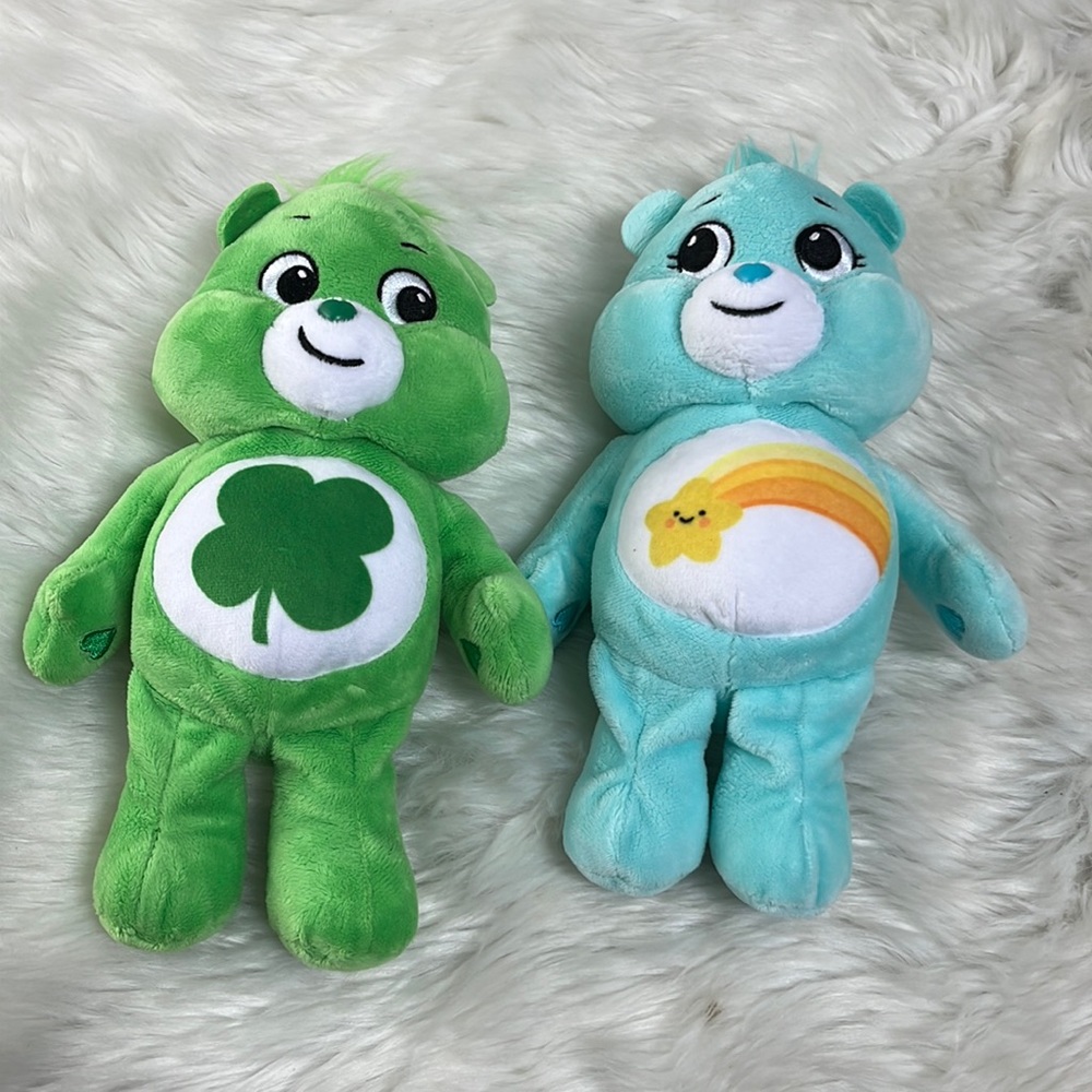 Care Bears Bundle of 2 Good Luck and Rainbow Plush Bears